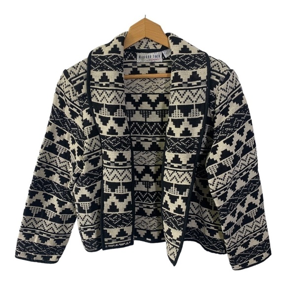 Bedford Fair Lifestyles Women’s Woven Jacket Black Cream Southwest Tapestry. - Picture 1 of 11